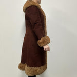 Load image into Gallery viewer, Brown Genuine Sheepskin Shearling Suede Coat - Medium-The Freperie
