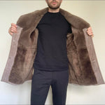 Load image into Gallery viewer, Men's Dove Grey Classic Sheepskin Coat - Large-The Freperie