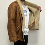 Load image into Gallery viewer, Men's Tan/Cream Genuine Leather Sheepskin Suede Jacket - Large-The Freperie