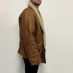 Load image into Gallery viewer, Men's Tan/Cream Genuine Leather Sheepskin Suede Jacket - Large-The Freperie