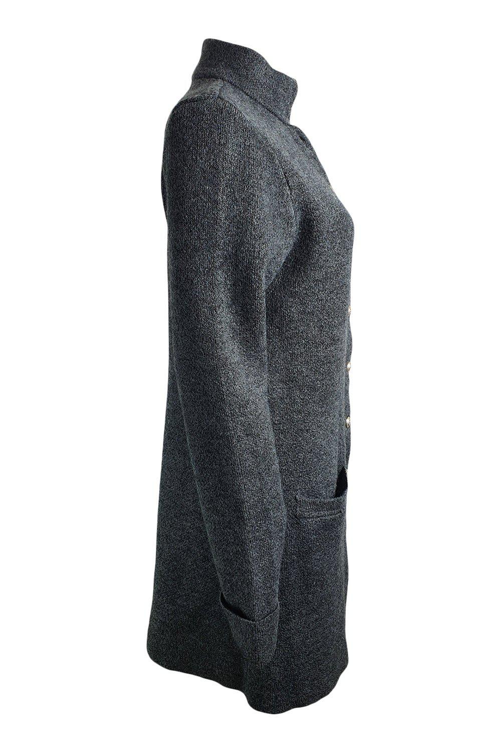 ADRIENNE VITTADINI Grey Knitted Wool Blend Funnel Neck Cardi Coat (M)-Adrienne Vittadini-The Freperie