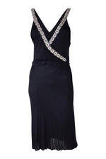 Load image into Gallery viewer, ALESSANDRO DELL ACQUA Black Embellished Faux Wrap Dress (8)-Alessandro Dell Acqua-The Freperie