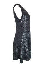 Load image into Gallery viewer, ALICE + OLIVIA Black Sequin Lace Back Fit and Flare Mini Dress (8)-Alice + Olivia-The Freperie