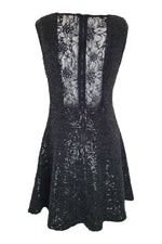 Load image into Gallery viewer, ALICE + OLIVIA Black Sequin Lace Back Fit and Flare Mini Dress (8)-Alice + Olivia-The Freperie