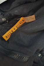 Load image into Gallery viewer, ALICE + OLIVIA Black Sequin Lace Back Fit and Flare Mini Dress (8)-Alice + Olivia-The Freperie