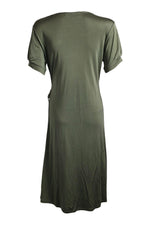Load image into Gallery viewer, ALLUDE 100% Jersey Silk Khaki Green Gathered Midi Dress (XL)-Allude-The Freperie