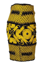 Load image into Gallery viewer, ARMANDO MAFUD Yellow Silk Cotton Blend Mini Tube Skirt (S)-Armando Mafud-The Freperie