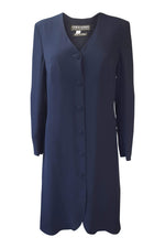 Load image into Gallery viewer, ARMANI Silk Blend Navy Blue Long Coat (IT 42)-Armani-The Freperie