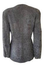 Load image into Gallery viewer, ARMANI Grey Floral Flocked Jacket (UK 8)-Armani-The Freperie