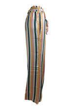 Load image into Gallery viewer, ASCENO 100% Silk Multi Stripe Wide Leg Palazzo Pants (M)-Asceno-The Freperie
