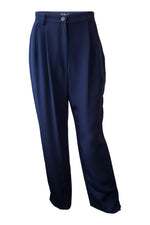 Load image into Gallery viewer, BARATTA Blue 100% Silk Italian Made High Waist Trousers (44)-Baratta-The Freperie
