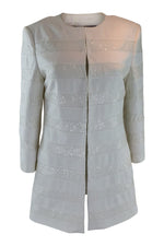 Load image into Gallery viewer, BASLER Women's 3/4 Length White Striped Long Coat (UK 12)-Basler-The Freperie