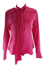 Load image into Gallery viewer, BASLER Women's Hot Pink Satin Blouse Matching Pleated Scarf (EU 36)-Basler-The Freperie