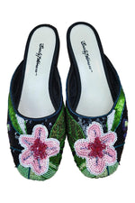 Load image into Gallery viewer, BEVERLEY FELDMAN Frankie & Baby 'On The Road To China' Black Sequin Flats (10 B)-Beverley Feldman-The Freperie