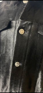 Load image into Gallery viewer, BLOOD BROTHER Black Calf Hair Leather Jean Style Jacket (M)-The Freperie
