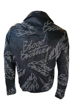 Load image into Gallery viewer, BLOOD BROTHER Black Leather Monogram Biker Jacket (M)-Blood Brother-The Freperie