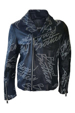 Load image into Gallery viewer, BLOOD BROTHER Black Leather Monogram Biker Jacket (M)-Blood Brother-The Freperie