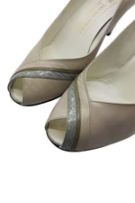 Load image into Gallery viewer, BRUNO MAGLI Cream and Silver Peep Toe Pumps (37.5)-Bruno Magli-The Freperie