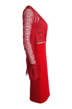 Load image into Gallery viewer, CATHERINE DEANE Nieve Macramé Lace Swiss-Dot Chiffon Lipstick Red Dress (UK 08)-Catherine Deane-The Freperie
