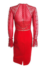 Load image into Gallery viewer, CATHERINE DEANE Nieve Macramé Lace Swiss-Dot Chiffon Lipstick Red Dress (UK 08)-Catherine Deane-The Freperie

