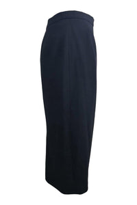 CELINE Vintage Black 100% Wool Mid Length Pencil Skirt (FR 40)-The Freperie