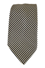 Load image into Gallery viewer, CERRUTI Gold And Black Striped Silk Mix Tie (58")-Cerruti-The Freperie