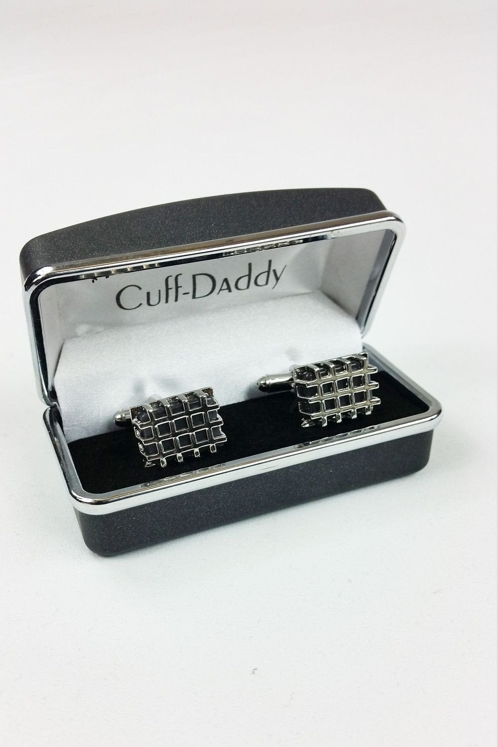 CUFF DADDY Silver and Grey Hash Cufflinks-Cuff Daddy-The Freperie