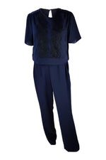 Load image into Gallery viewer, DAMSEL IN A DRESS Blue Jumpsuit and Blouse Set (UK 12)-Damsel In A Dress-The Freperie
