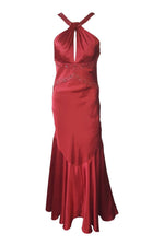 Load image into Gallery viewer, DAVE & JOHNNY Red Halter Neck Prom Dress (UK 8)-Dave & Johnny-The Freperie