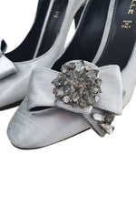 Load image into Gallery viewer, DEIMILLE Velvet Silver High Heel Crystal Embellished Pumps (40)-The Freperie
