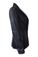 Load image into Gallery viewer, DKNY Black Lambskin Leather Perforated Blazer (4)-DKNY-The Freperie