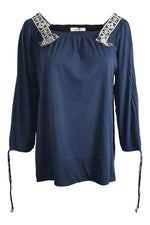Load image into Gallery viewer, DOROTHEE SCHUMACER Navy Blue Cotton Soft Charm Shirt (Size 1)-The Freperie