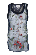 Load image into Gallery viewer, ETALON Steve Canar Blue Floral Illusion Tank Top (S)-The Freperie