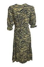 Load image into Gallery viewer, FAITHFULL THE BRAND Amaia Zebra Yellow Rafa Midi Dress (AU 8 | US 4 | UK 4)-The Freperie
