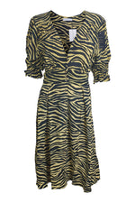 Load image into Gallery viewer, FAITHFULL THE BRAND Amaia Zebra Yellow Rafa Midi Dress (AU 8 | US 4 | UK 4)-The Freperie