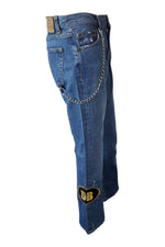 Load image into Gallery viewer, FAKE LONDON Chain Detail Flared Jeans (UK 6)-Fake London-The Freperie