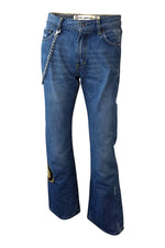 Load image into Gallery viewer, FAKE LONDON Chain Detail Flared Jeans (UK 6)-Fake London-The Freperie