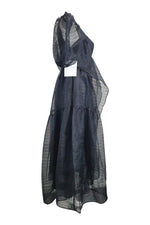 Load image into Gallery viewer, FREE PEOPLE Black Organza Puff Sleeve Midi Dress (US 2 | UK 6)-The Freperie