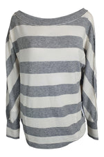 Load image into Gallery viewer, FREE PEOPLE Cali Grey White Striped Long Sleeved Jumper (XS)-The Freperie