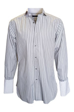 Load image into Gallery viewer, GUCCI Off White 100% Cotton Shirt With Brown Stripes (16")-Gucci-The Freperie