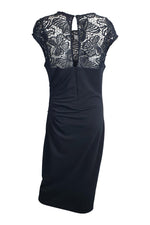 Load image into Gallery viewer, HALE BOB Black Lace Trim Short Sleeved Bodycon Dress (L)-The Freperie