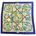 Load image into Gallery viewer, HERMES Carcaibes Beige/Green/Blue Silk Scarf with Certificate-The Freperie
