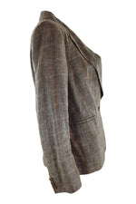 Load image into Gallery viewer, JOSEPH Window Pane Check Brown Linen Blazer (IT 42)-Joseph-The Freperie
