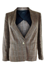 Load image into Gallery viewer, JOSEPH Window Pane Check Brown Linen Blazer (IT 42)-Joseph-The Freperie