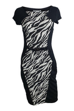 Load image into Gallery viewer, JUS D'ORANGE Black Zebra Print Illusion Body Con Dress (2)-Jus D'Orange-The Freperie