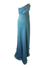 Load image into Gallery viewer, KAREN SERKEL Blue Strapless Shimmering Gown (S)-Karen Serkel-The Freperie