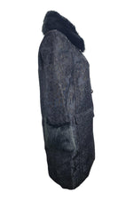 Load image into Gallery viewer, KATE SPADE Black Dashing Beauty Metallic Jacquard Faux Fur Trim Coat (US 0 | UK 4)-The Freperie
