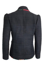 Load image into Gallery viewer, KATE SPADE Black Picnic Perfect Blossom Trimmed Tweed Jacket (US 2 | UK 6)-The Freperie