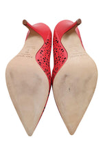Load image into Gallery viewer, KATE SPADE New York Pink Laser Cut Lana Geranium Heels ( US 8.5B | UK 5.5)-The Freperie
