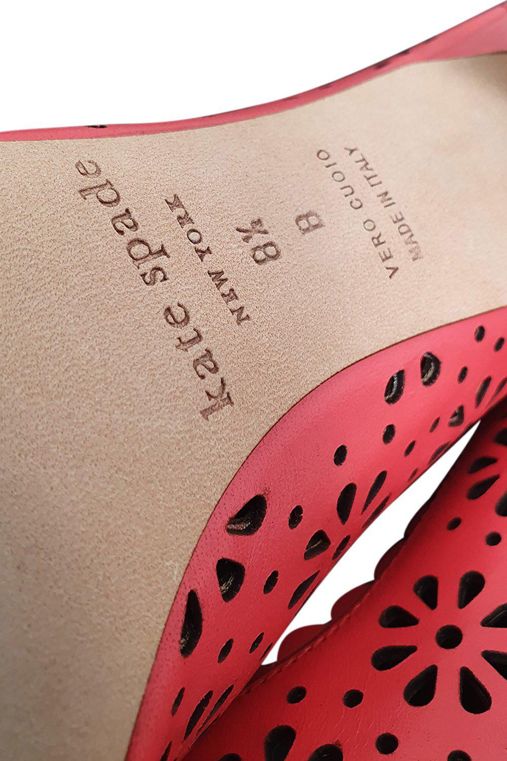 KATE SPADE New York Pink Laser Cut Lana Geranium Heels ( US 8.5B | UK 5.5)-The Freperie